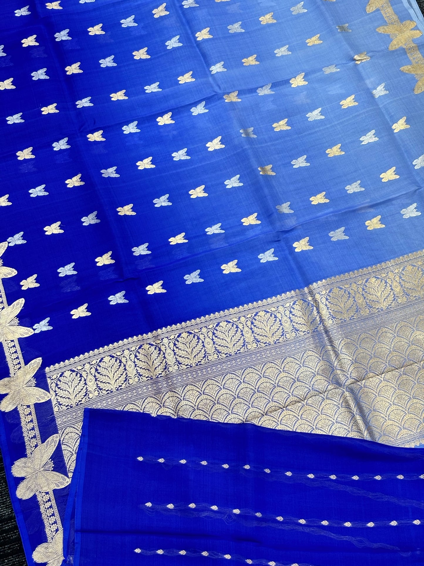 Royal Blue Premium Banarasi Kora Organza Silk Saree – 100% Handwoven | Elegant & Timeless Design