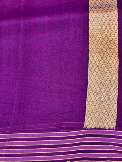 Lavender Premium Banarasi Kora Organza Silk Saree – 100% Handwoven | Elegant & Timeless Design