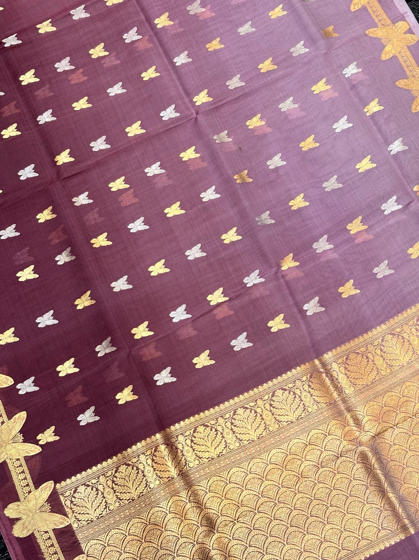 Mauve Premium Banarasi Kora Organza Silk Saree – 100% Handwoven | Elegant & Timeless Design