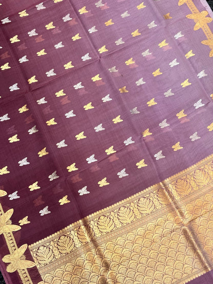 Mauve Premium Banarasi Kora Organza Silk Saree – 100% Handwoven | Elegant & Timeless Design