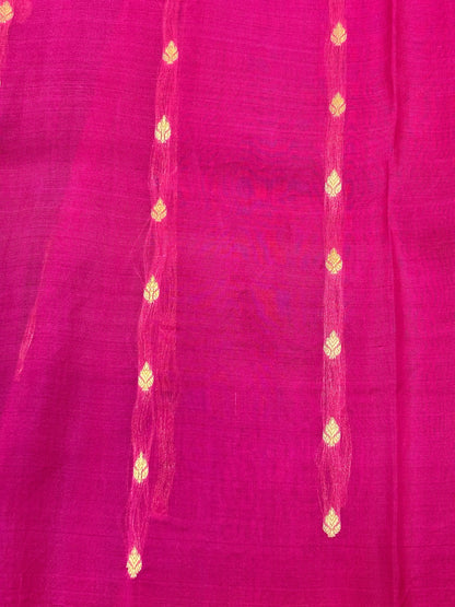 Pink Premium Banarasi Kora Organza Silk Saree – 100% Handwoven | Elegant & Timeless Design