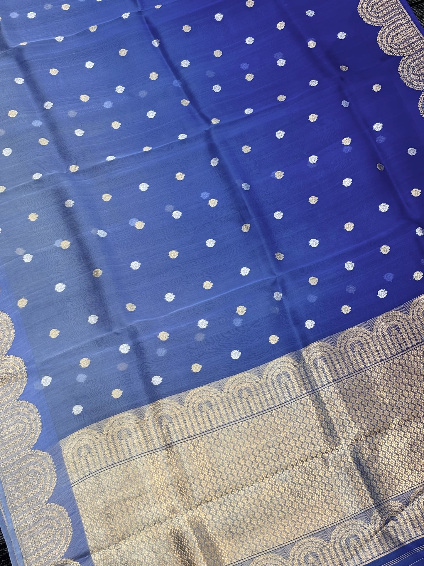 Blue Premium Banarasi Kora Organza Silk Saree – 100% Handwoven | Elegant & Timeless Design