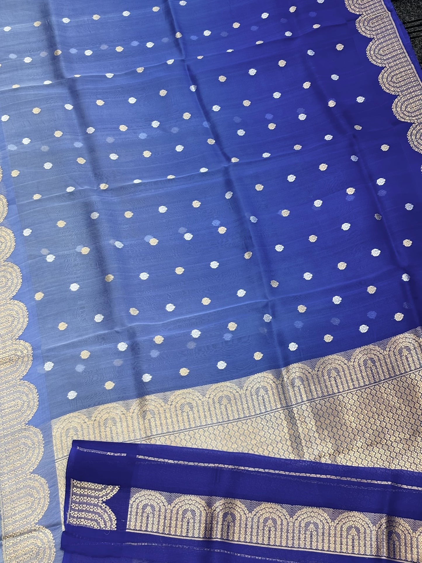 Blue Premium Banarasi Kora Organza Silk Saree – 100% Handwoven | Elegant & Timeless Design