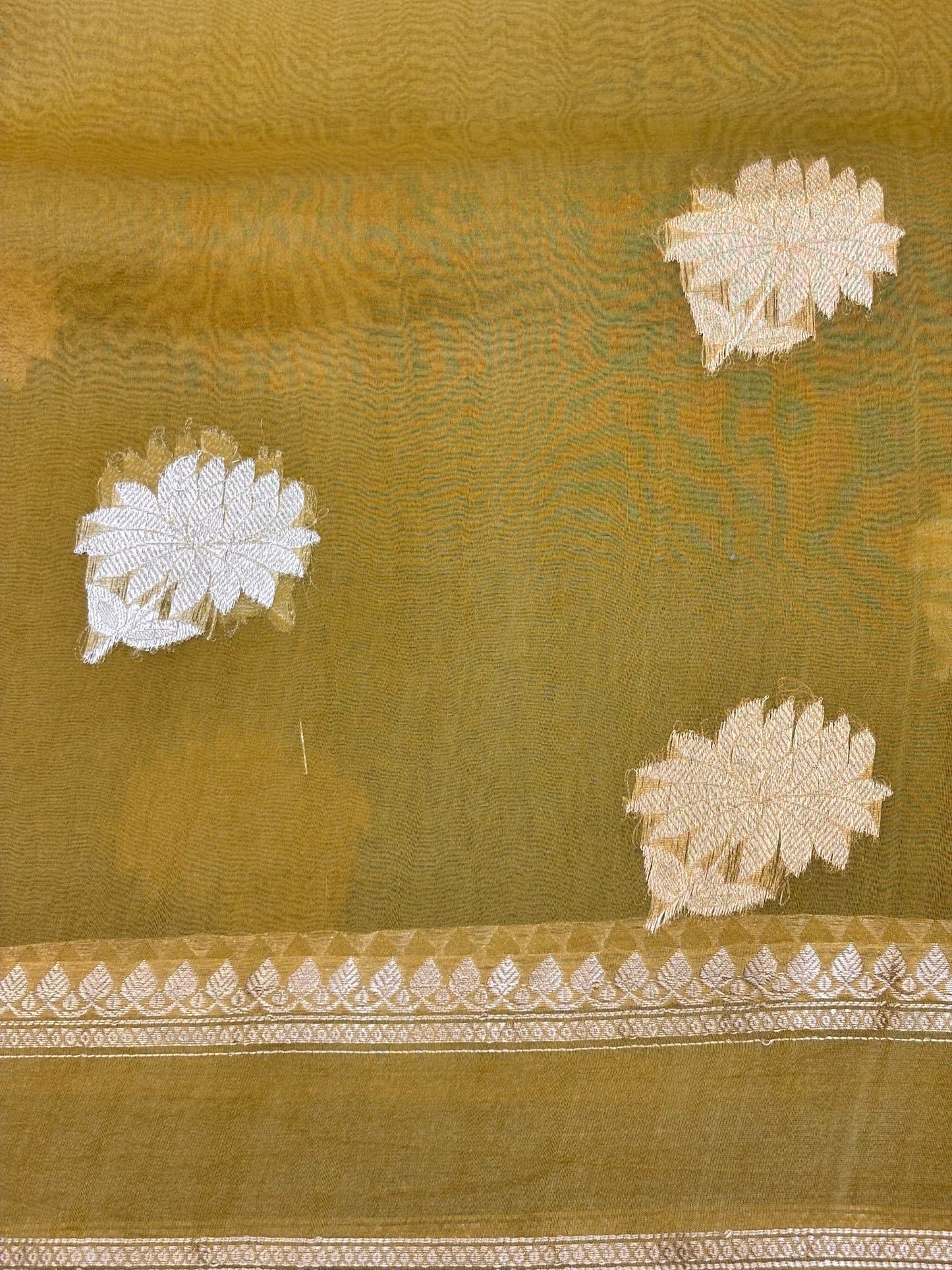 Musterd Yellow Premium Banarasi Kora Organza Silk Saree – 100% Handwoven | Elegant & Timeless Design