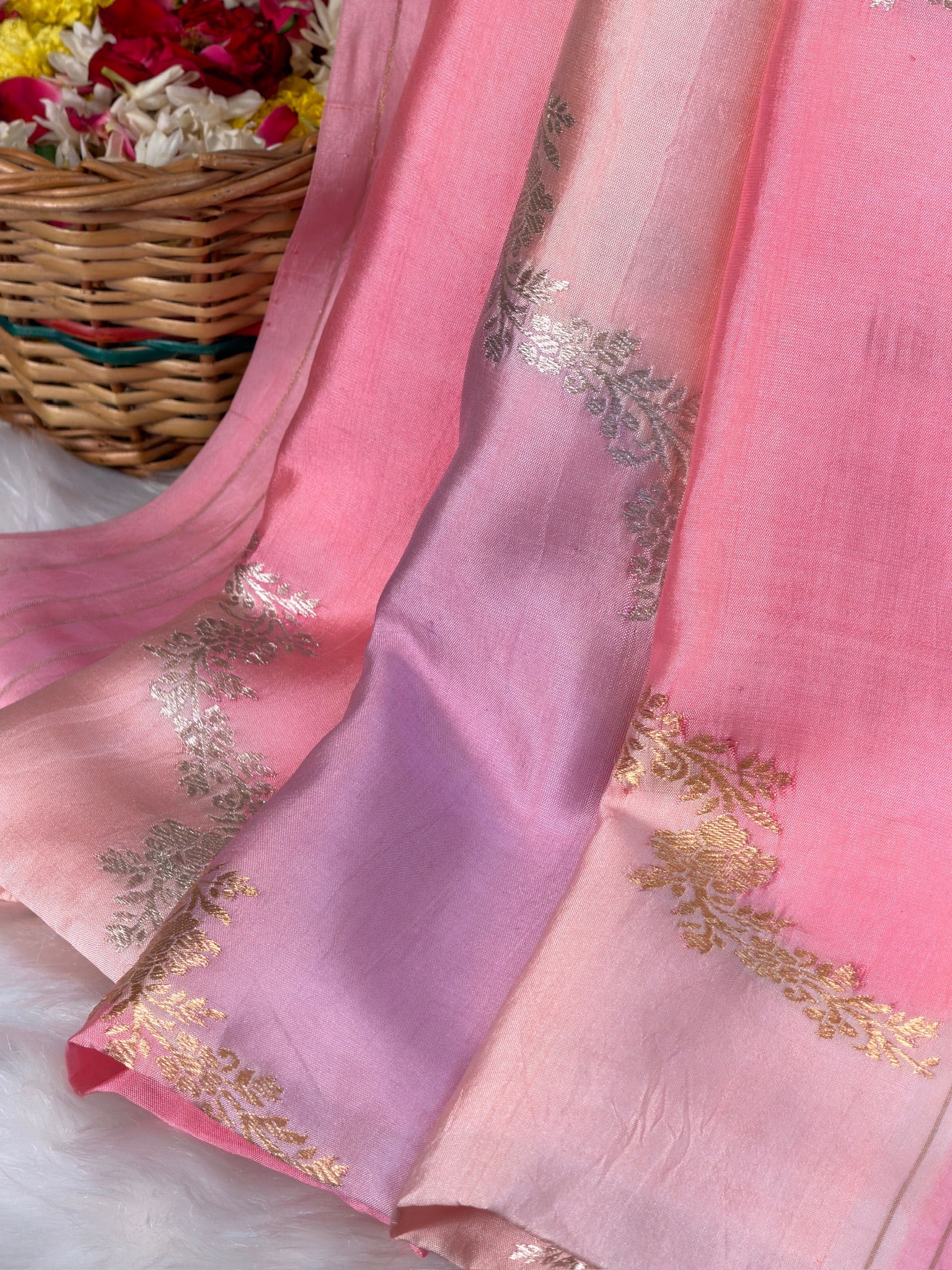 Baby Pink 100% Pure Soft Katan Silk Handwoven Saree
