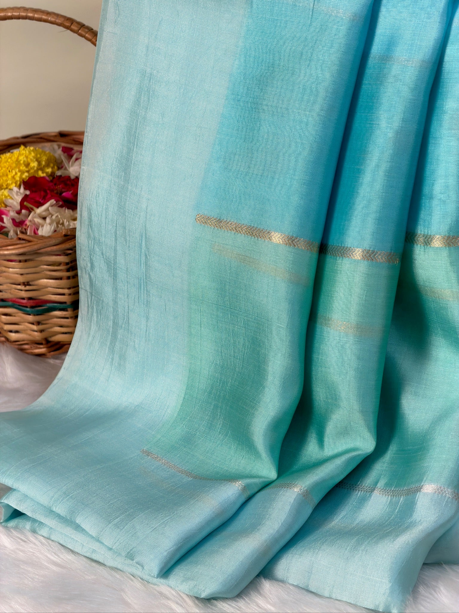 Blue 100% Pure Soft Katan Silk Handwoven Saree