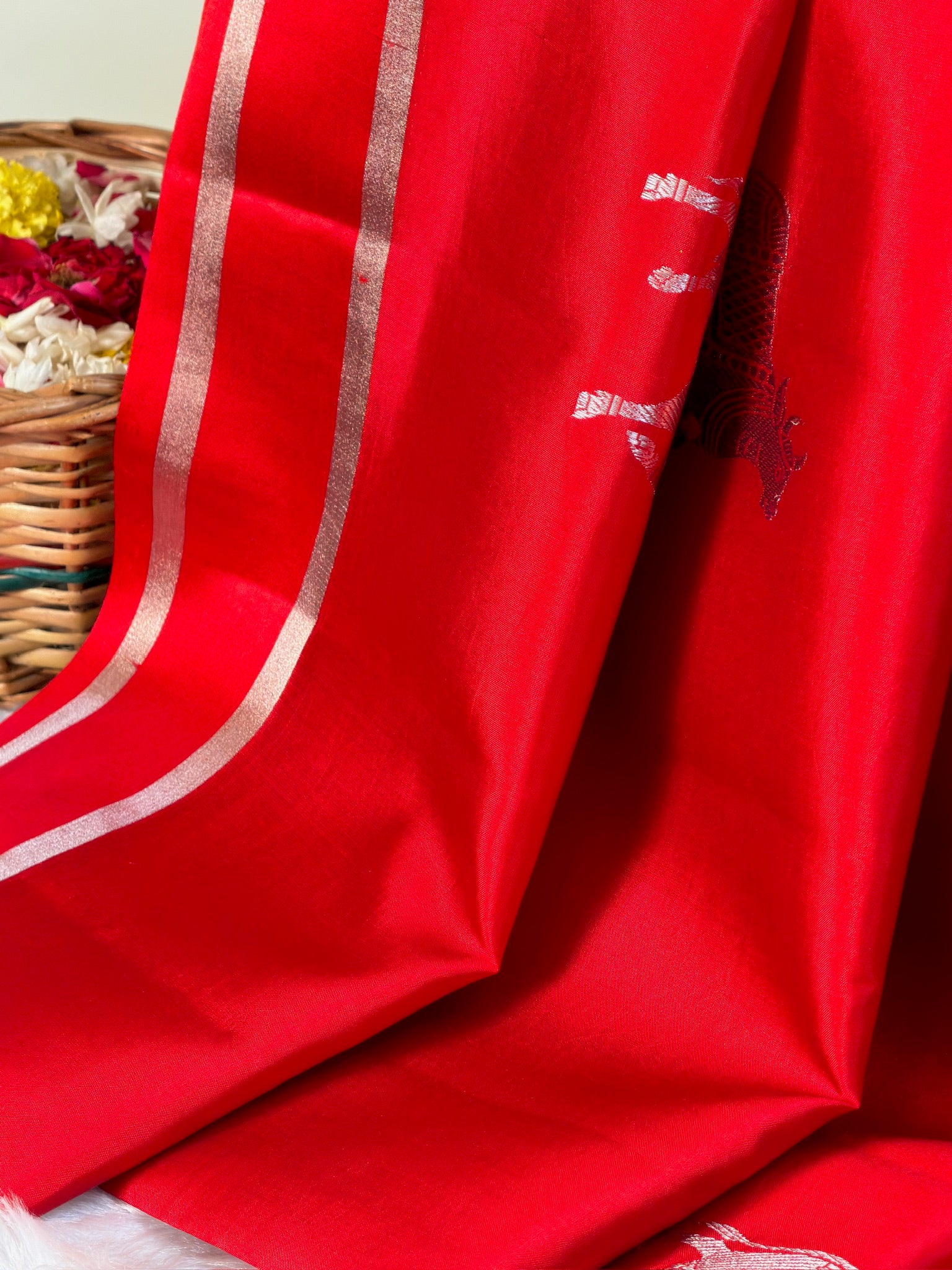 Red 100% Pure Soft Katan Silk Handwoven Saree