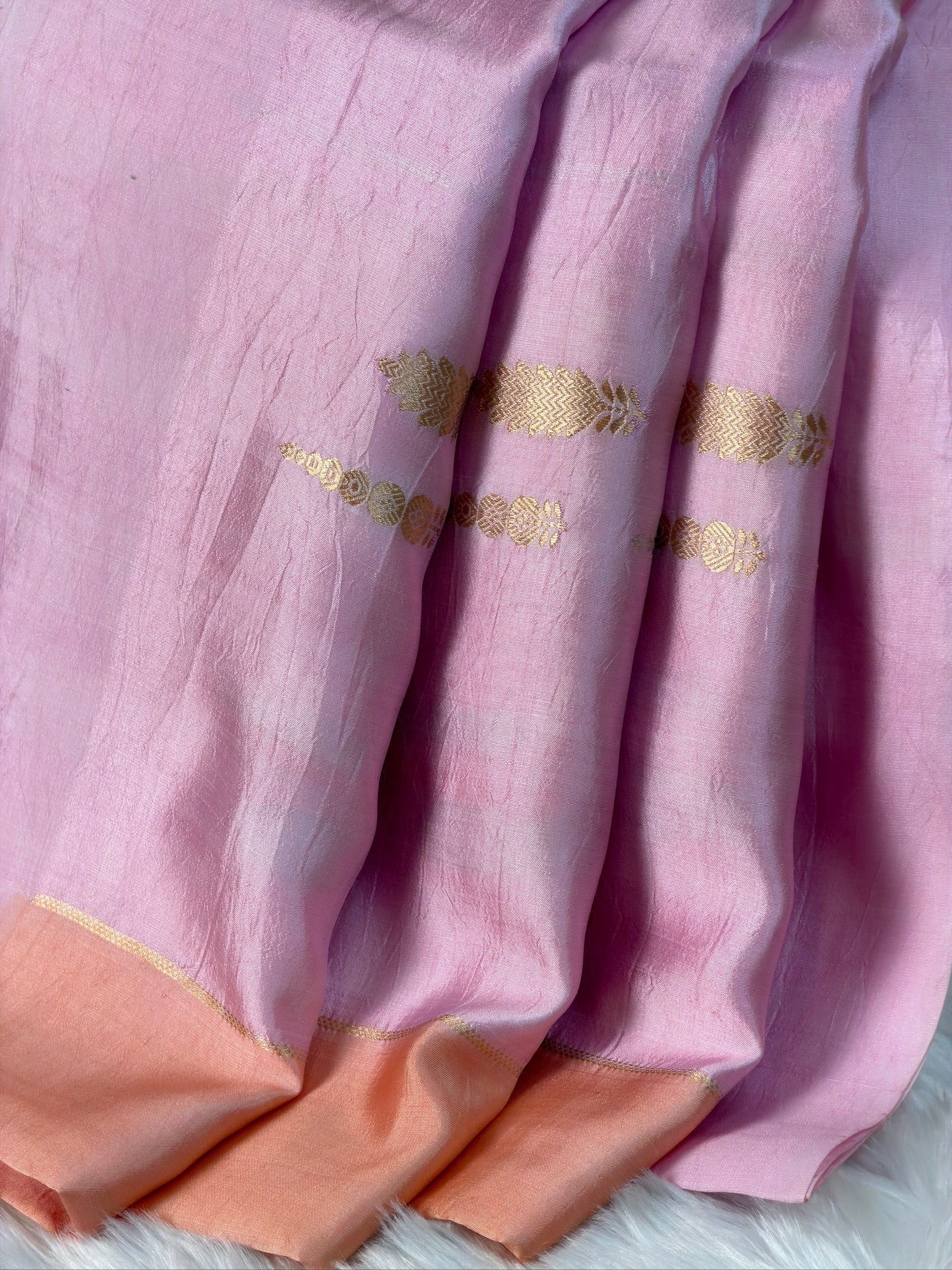Pink 100% Pure Soft Katan Silk Handwoven Saree