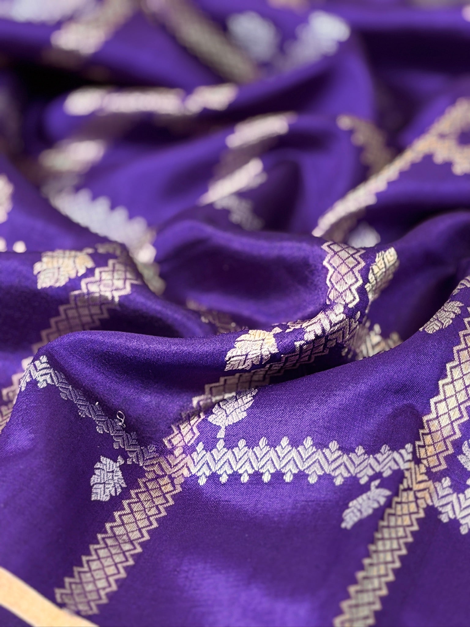 Purple 100% Pure Soft Katan Silk Handwoven Saree