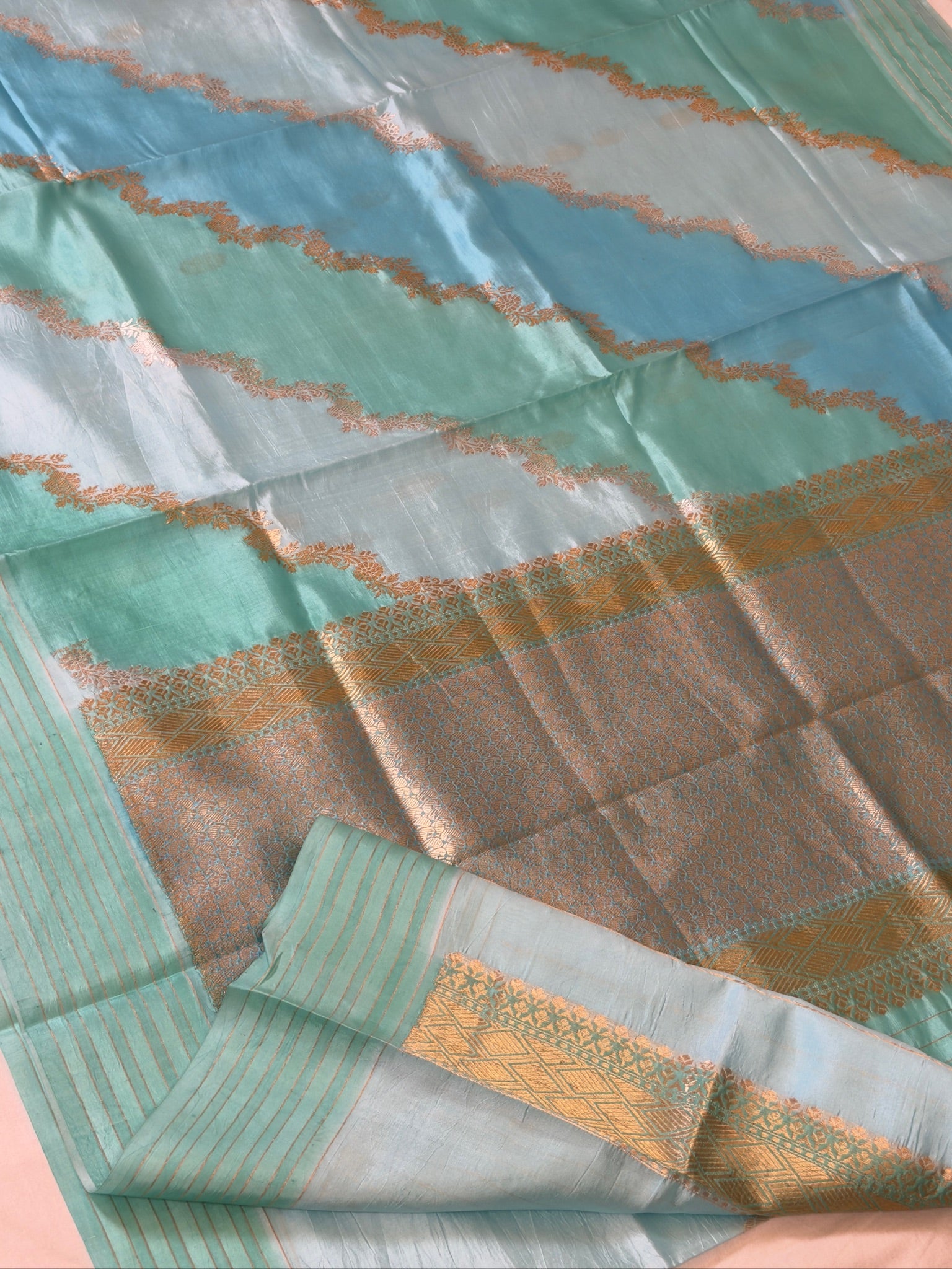 Blue 100% Pure Soft Katan Silk Handwoven Saree