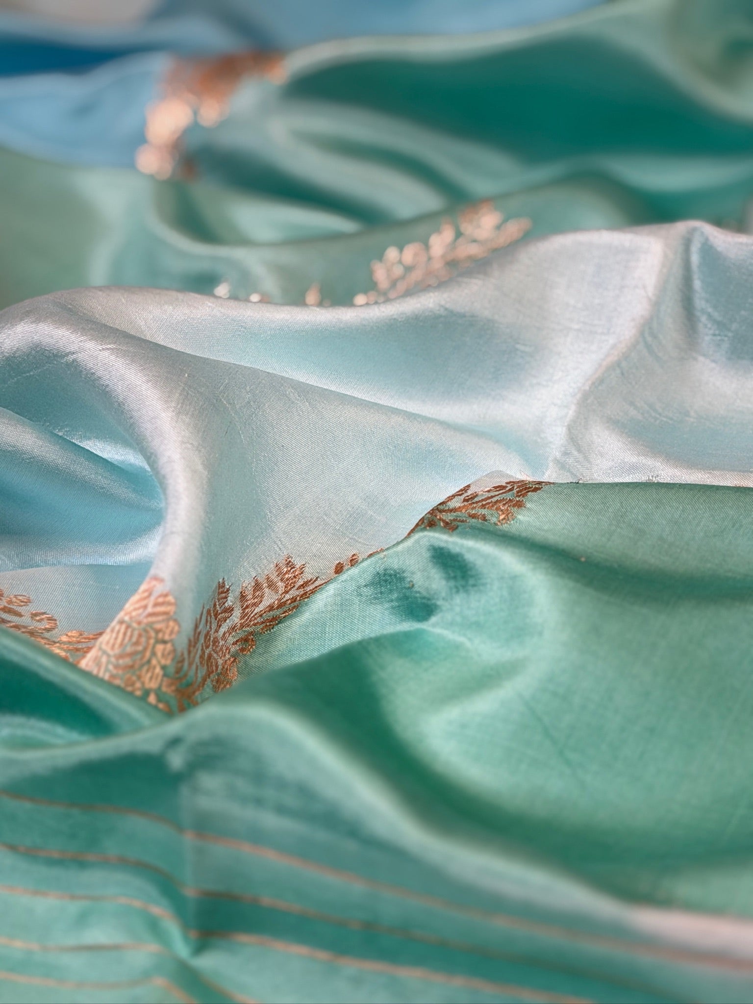 Blue 100% Pure Soft Katan Silk Handwoven Saree