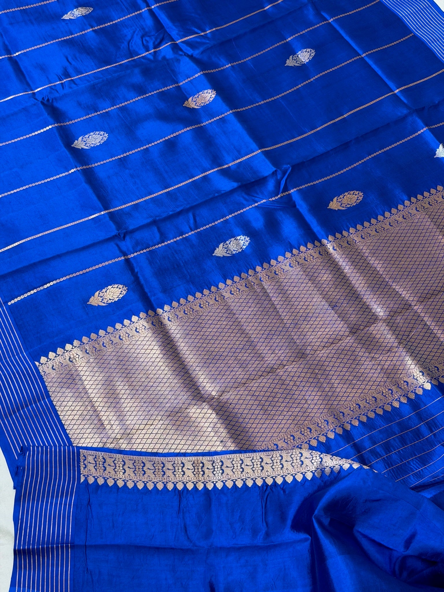 Royal Blue 100% Pure Soft Katan Silk Handwoven Saree