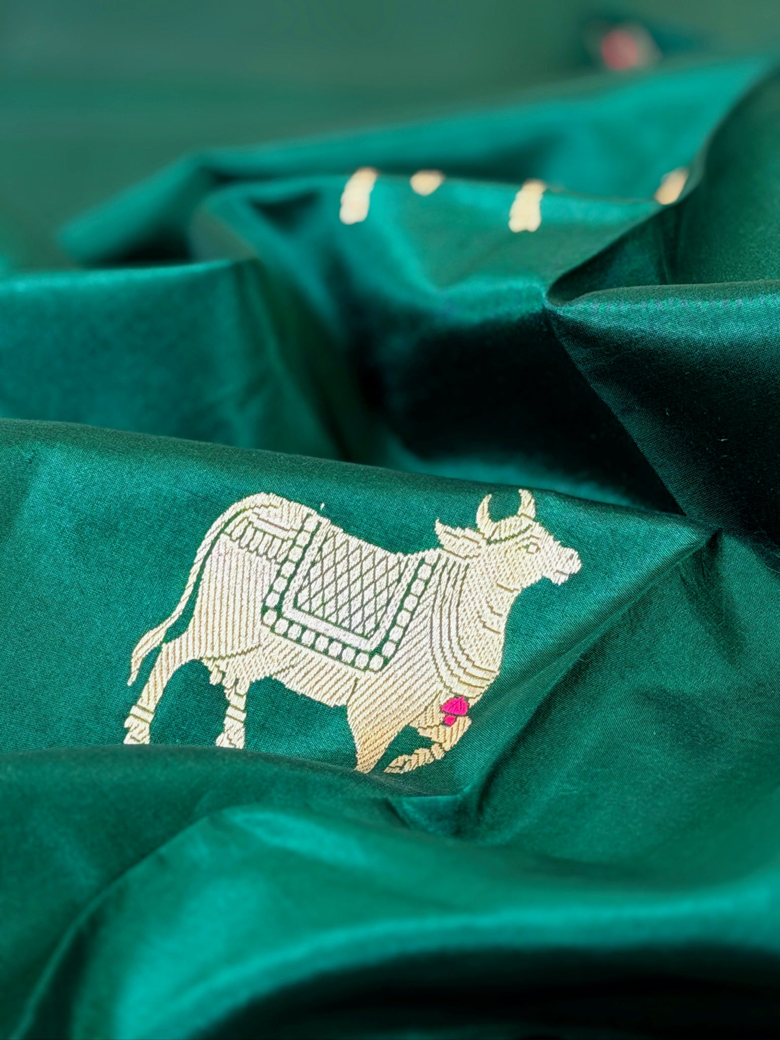 Bottle Green 100% Pure Soft Katan Silk Handwoven Saree