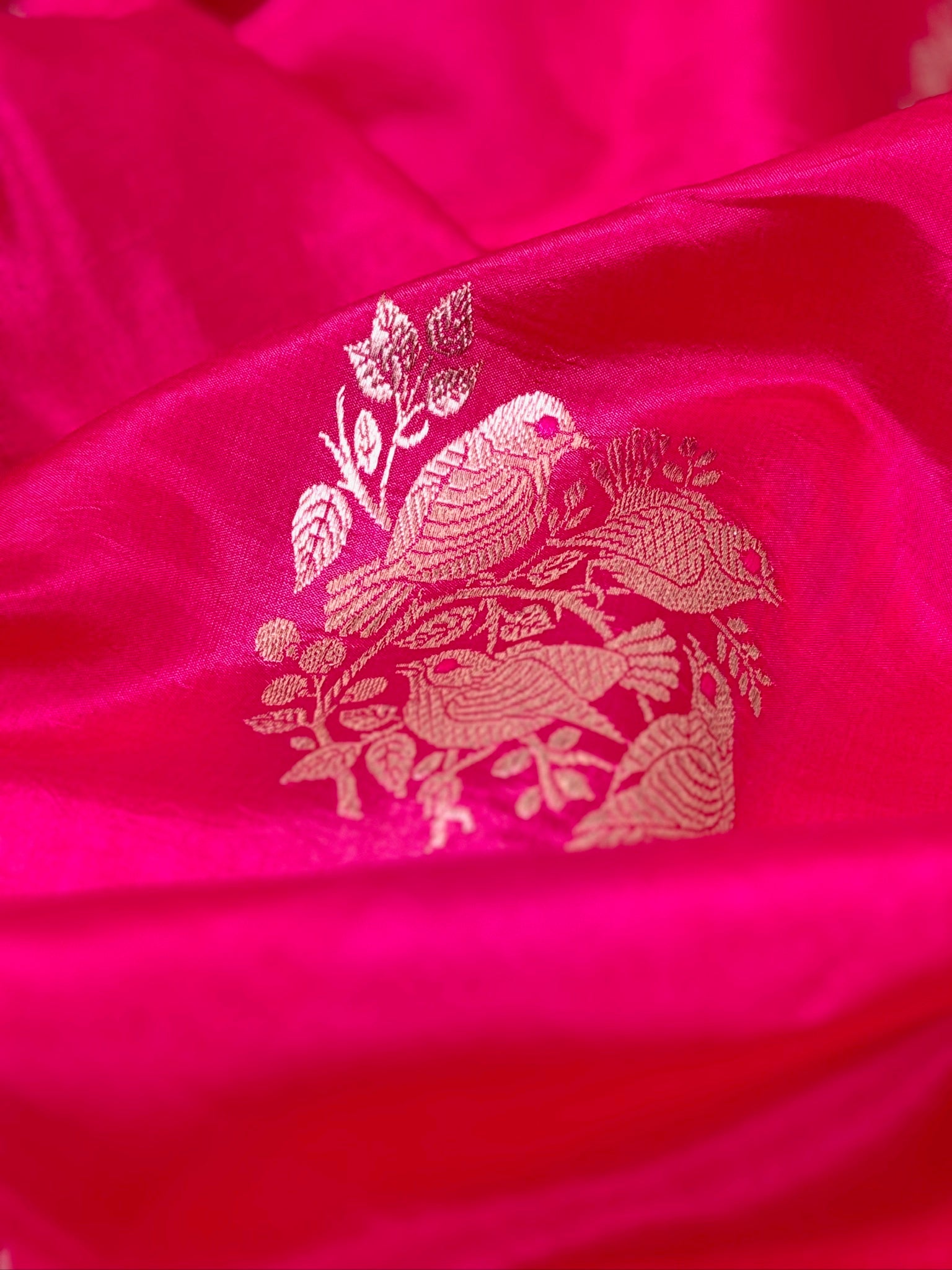 Rani Pink 100% Pure Soft Katan Silk Handwoven Saree