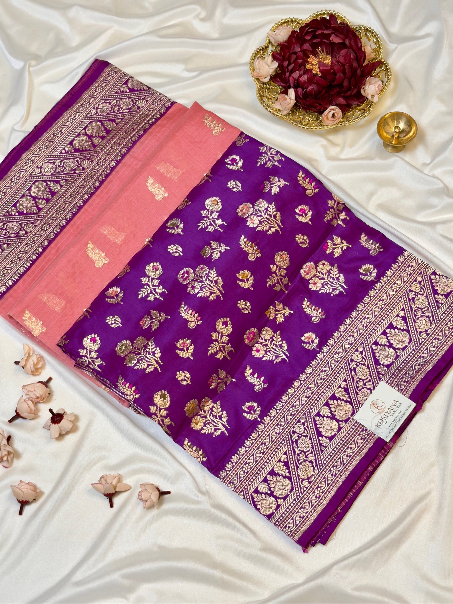 Half Half Banarasi Kaduwa Kora silk body katan kadiya border