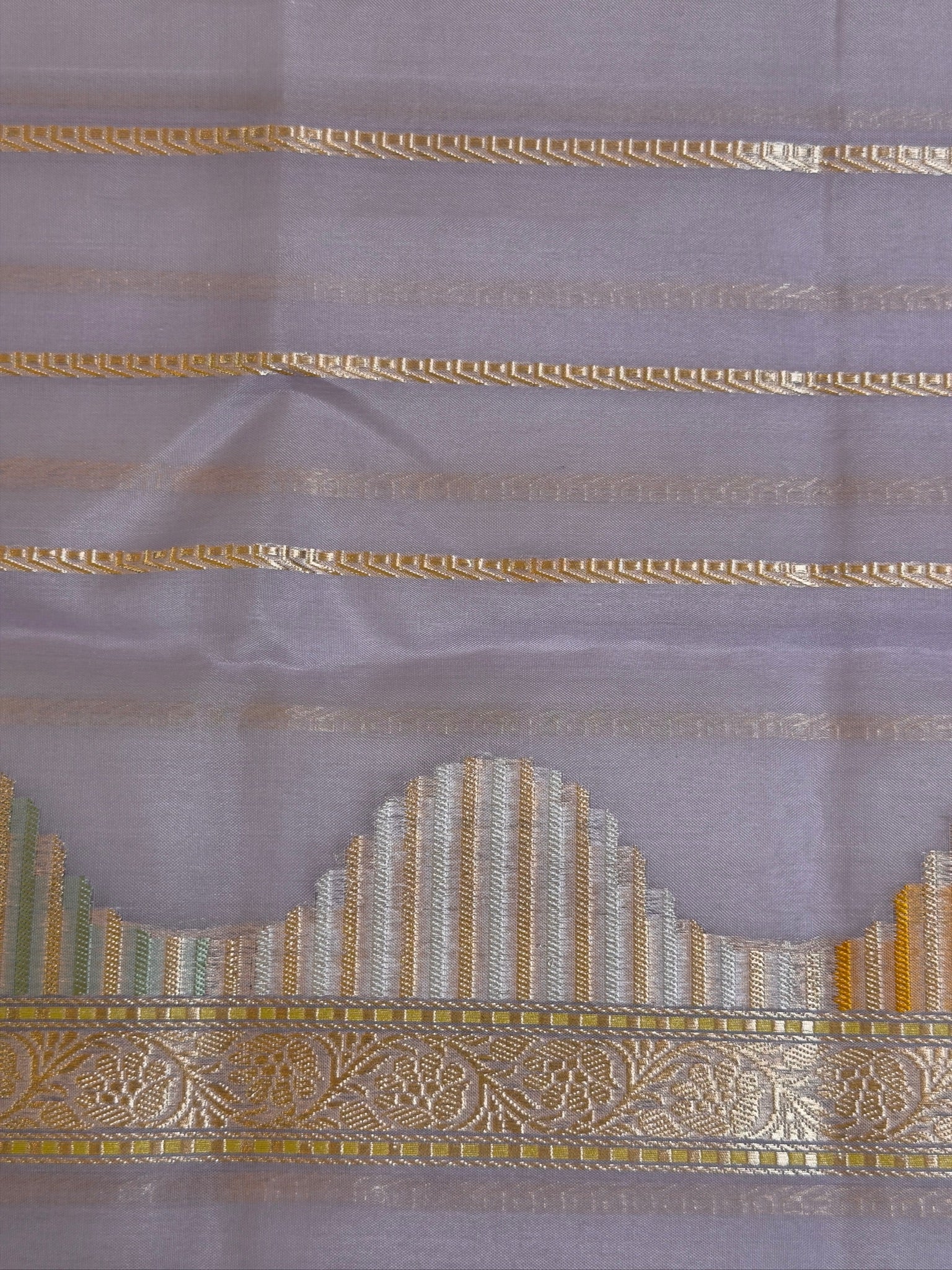 Light Lavender Pure Kora Silk Kadiyal Border Banarasi handwoven Saree