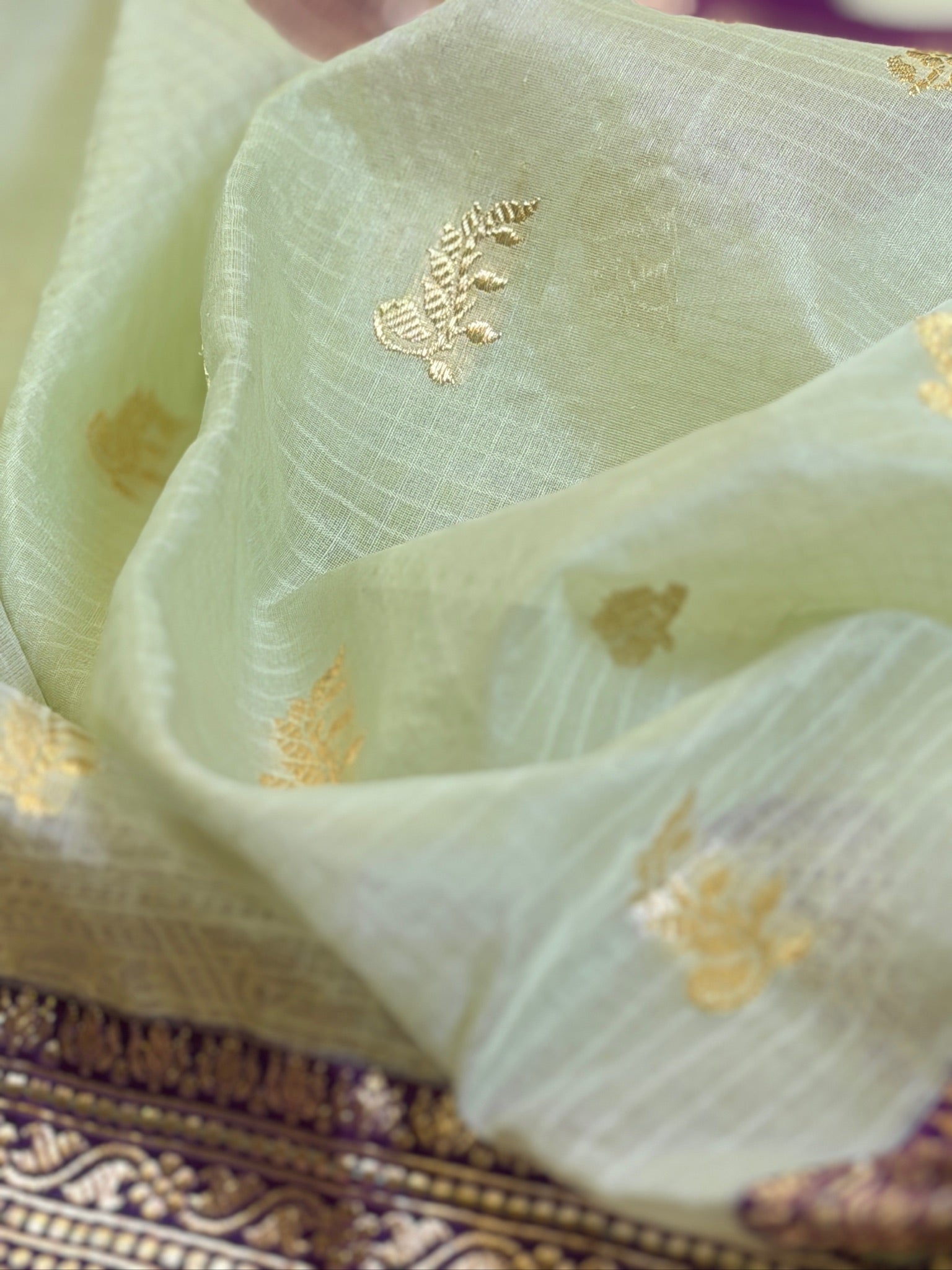 Half Half Banarasi Kaduwa Kora silk body katan kadiya border