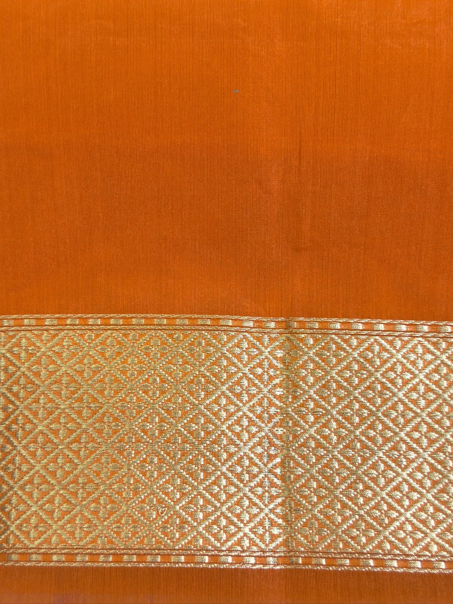 Orange Pure Kora Silk Kadiyal Border Banarasi handwoven Saree