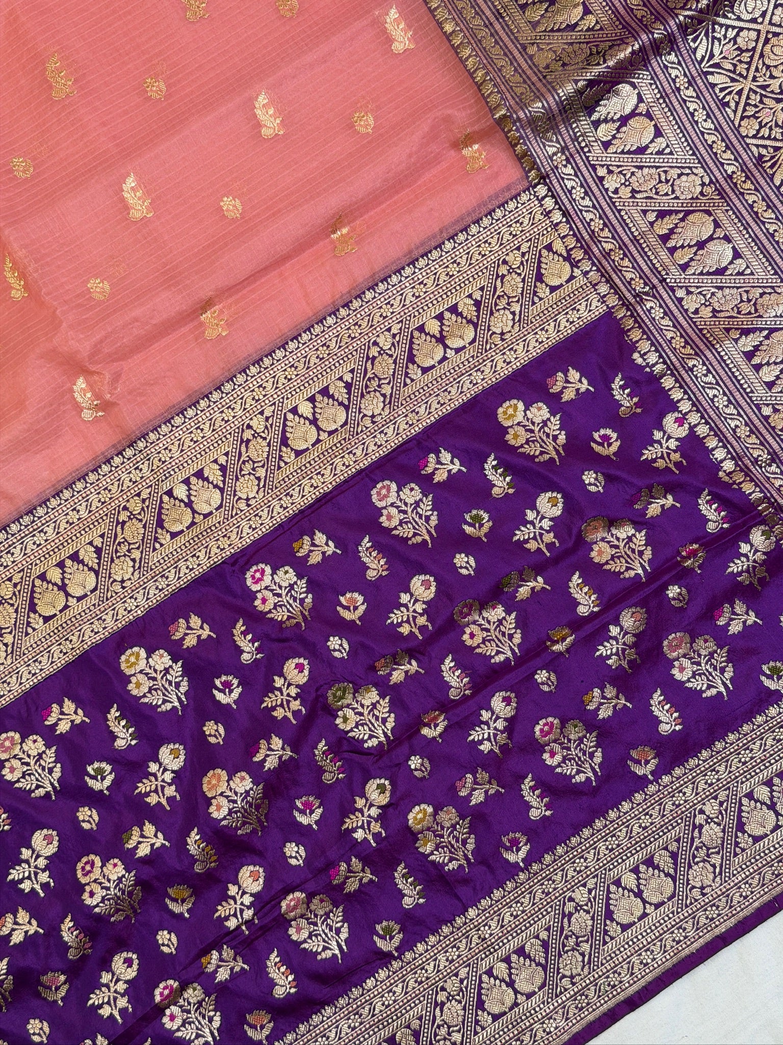 Half Half Banarasi Kaduwa Kora silk body katan kadiya border