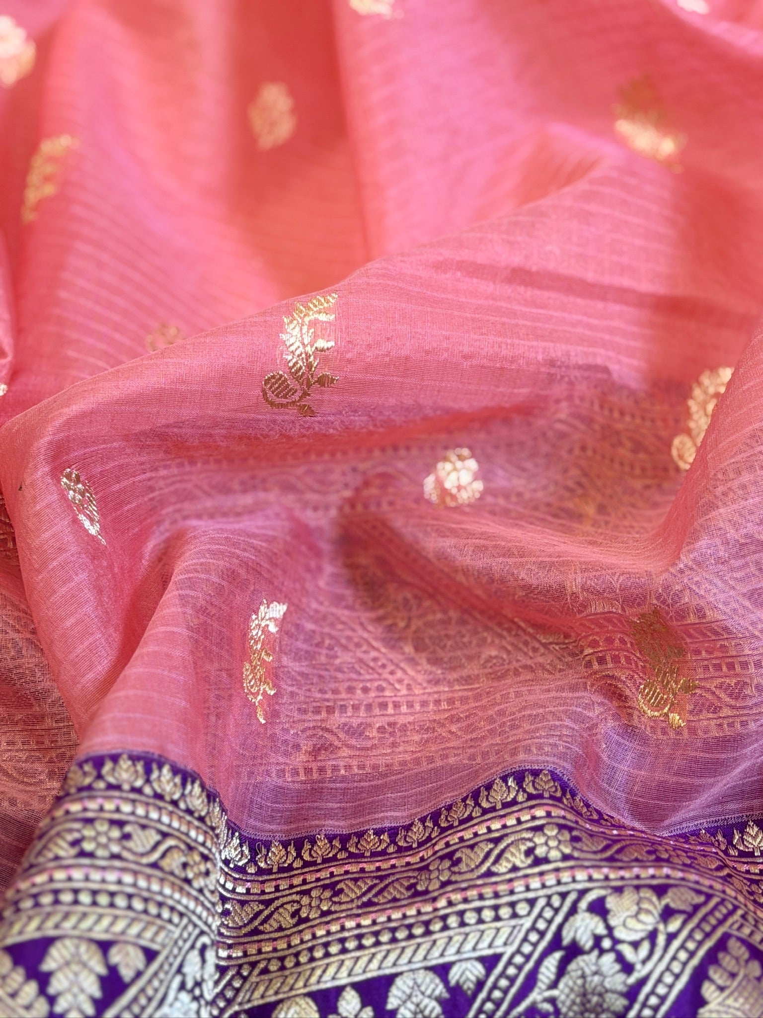 Half Half Banarasi Kaduwa Kora silk body katan kadiya border