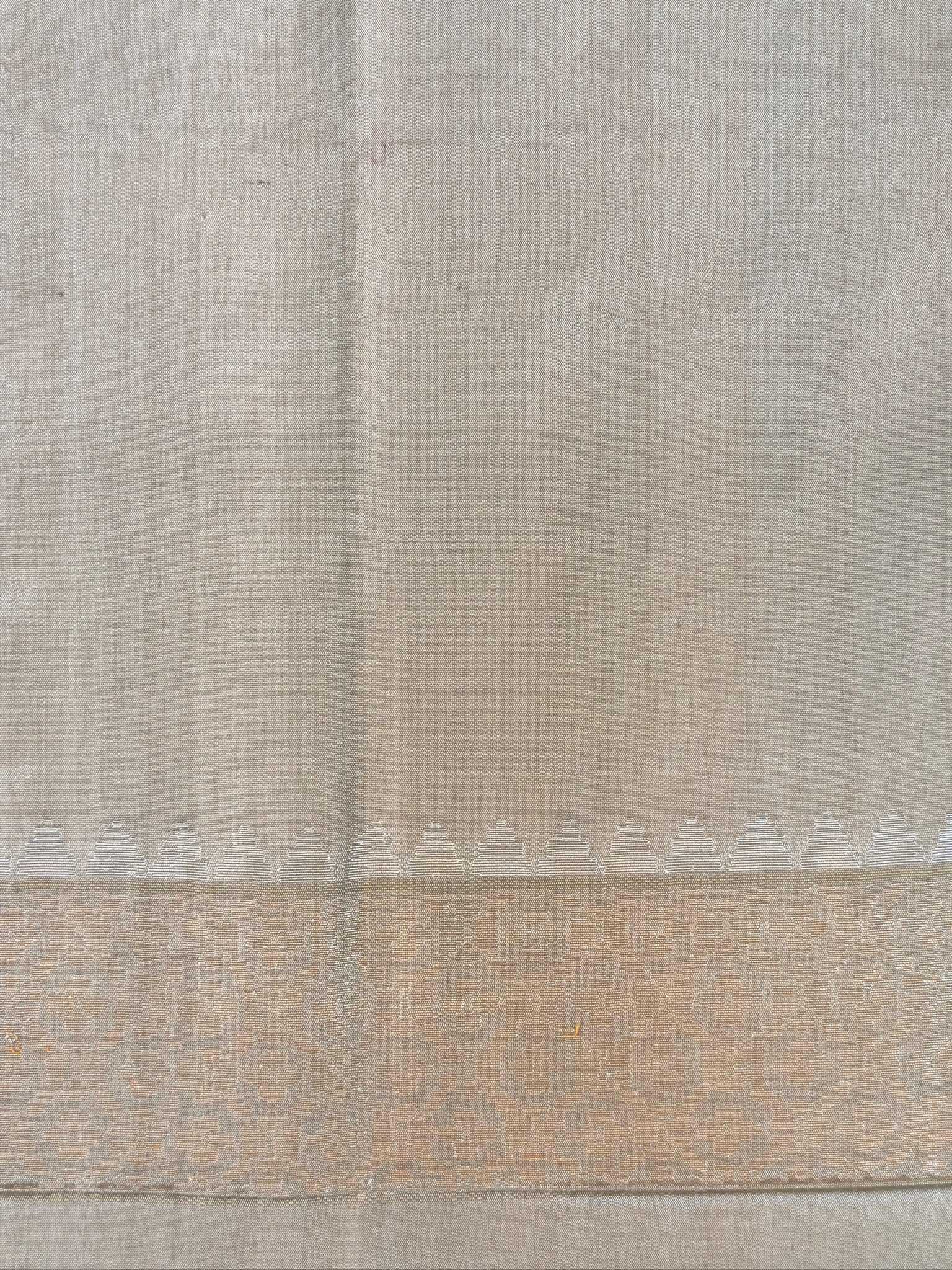 Warm Silver Pure Real Zari Ektara Jamdani Saree with Floral Weaving