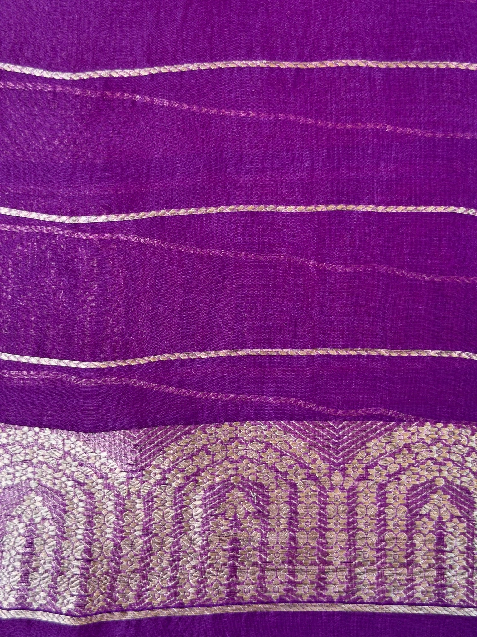 Magenta Handwoven Kora Silk Saree with Hand-Brush Dyeing & Zari Border