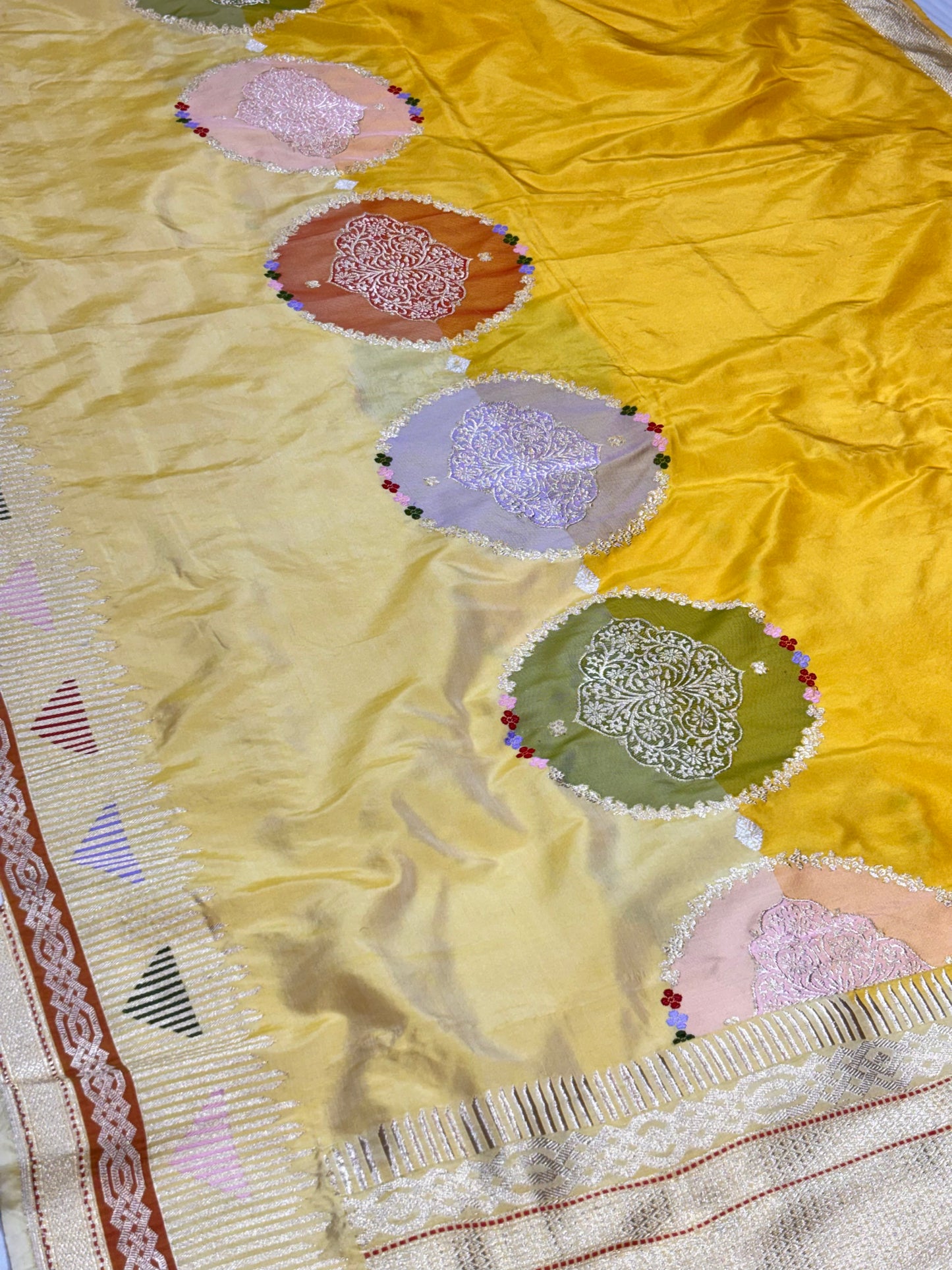 Yellow Pure Katan Silk handwoven saree