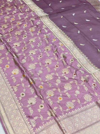 Mauve Pure Katan Silk handwoven saree