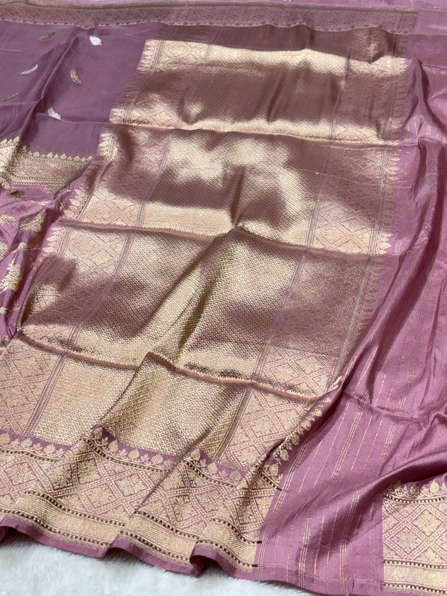 Mauve Pure Katan Silk handwoven saree