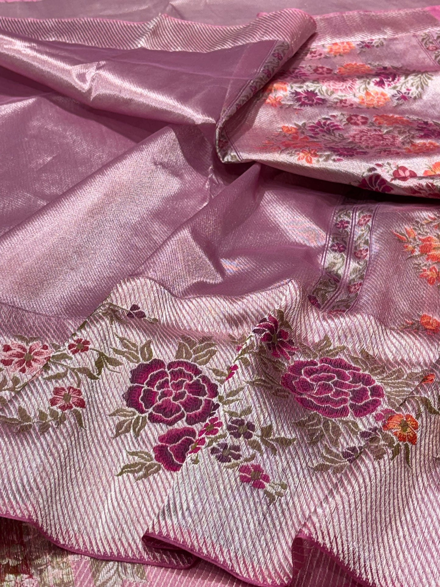 Blush Pink Pure Ektara Tissue Silk Handwoven