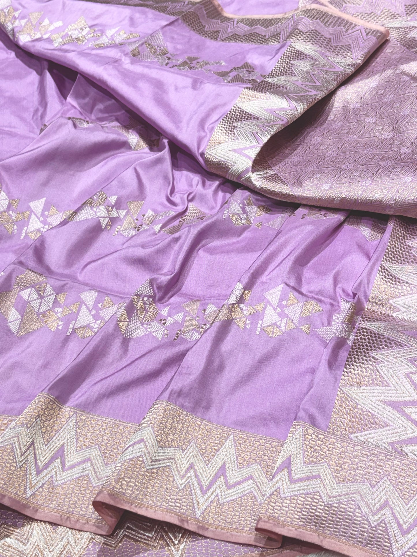 Lavender Pure Katan Silk handwoven saree