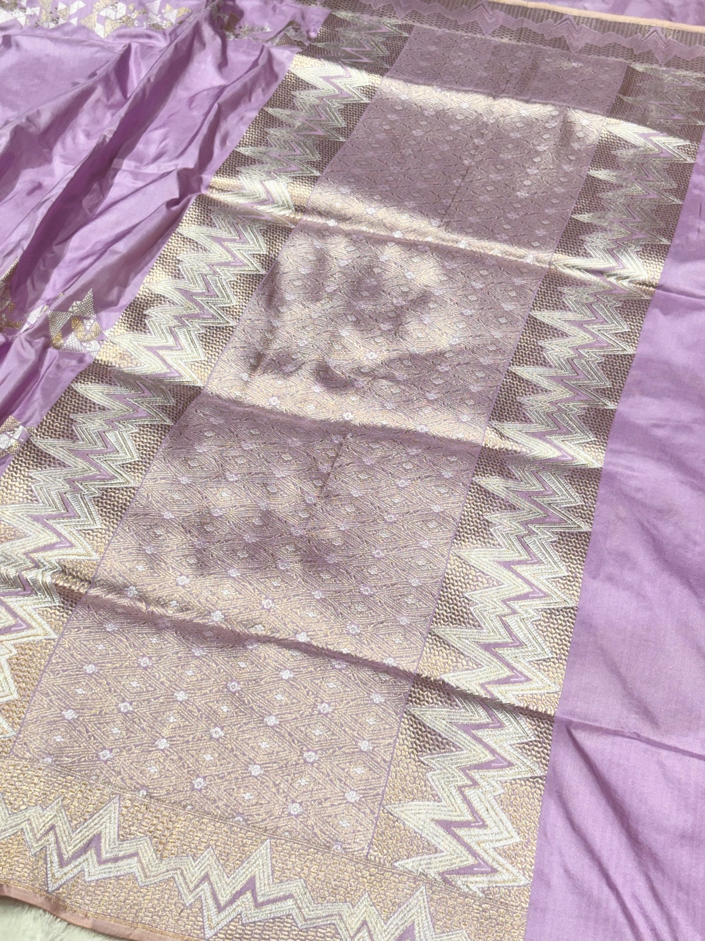 Lavender Pure Katan Silk handwoven saree