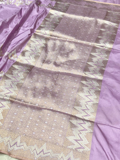 Lavender Pure Katan Silk handwoven saree