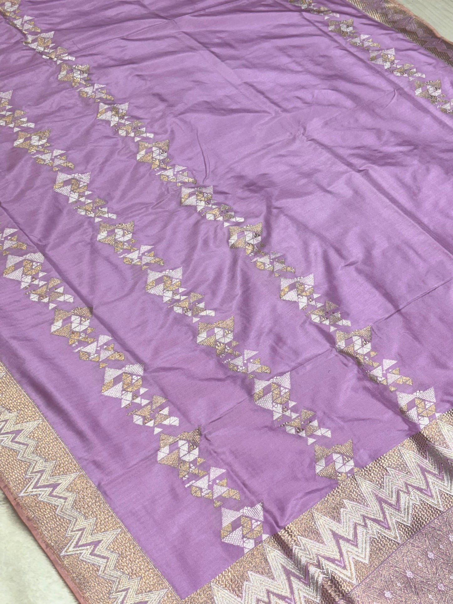 Lavender Pure Katan Silk handwoven saree