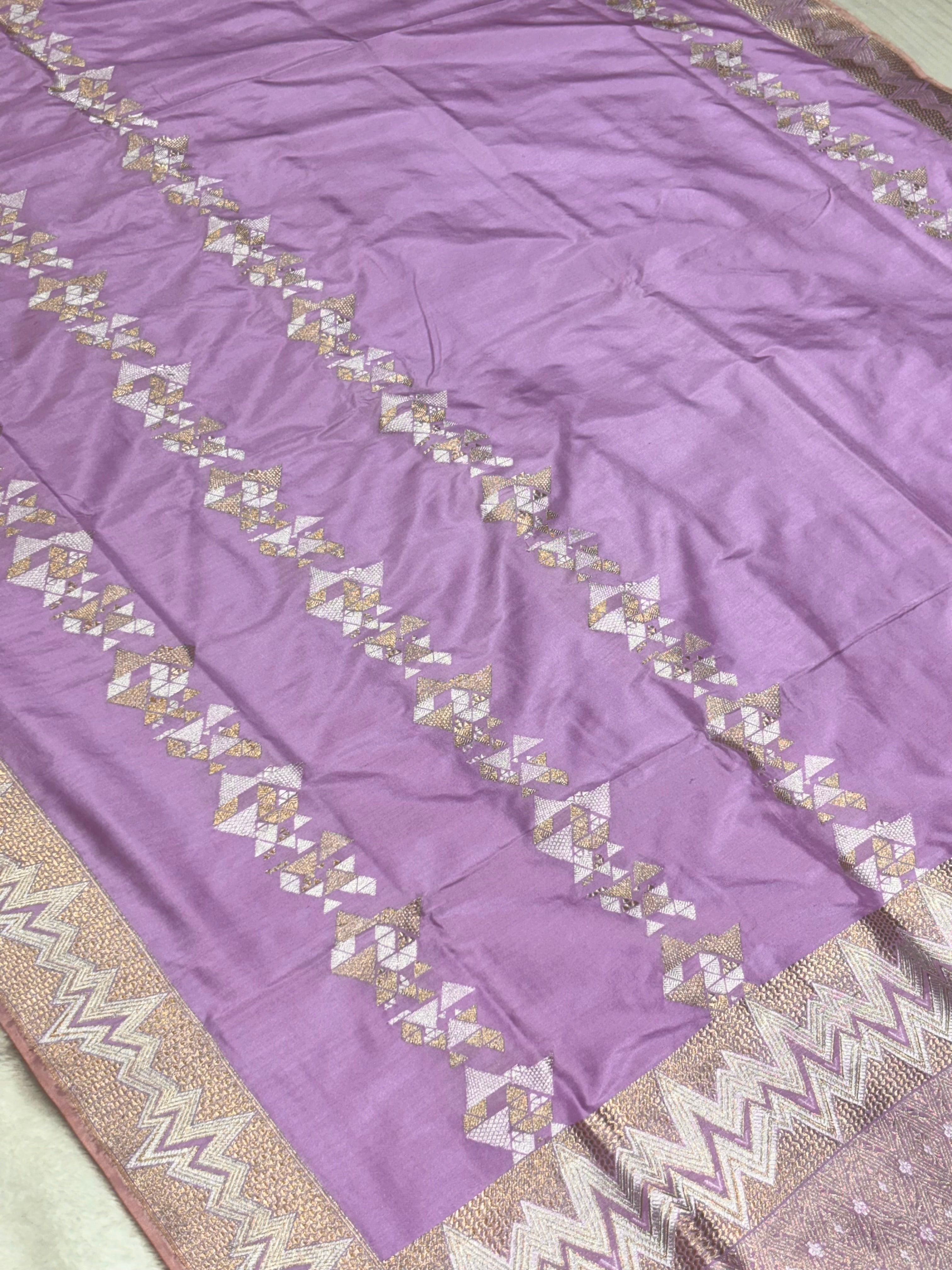 Lavender Pure Katan Silk handwoven saree