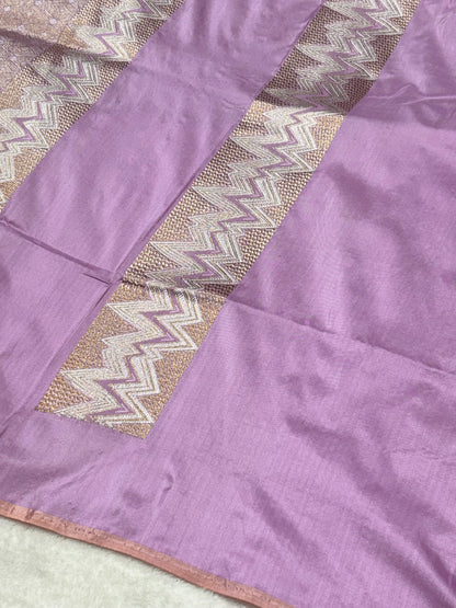 Lavender Pure Katan Silk handwoven saree