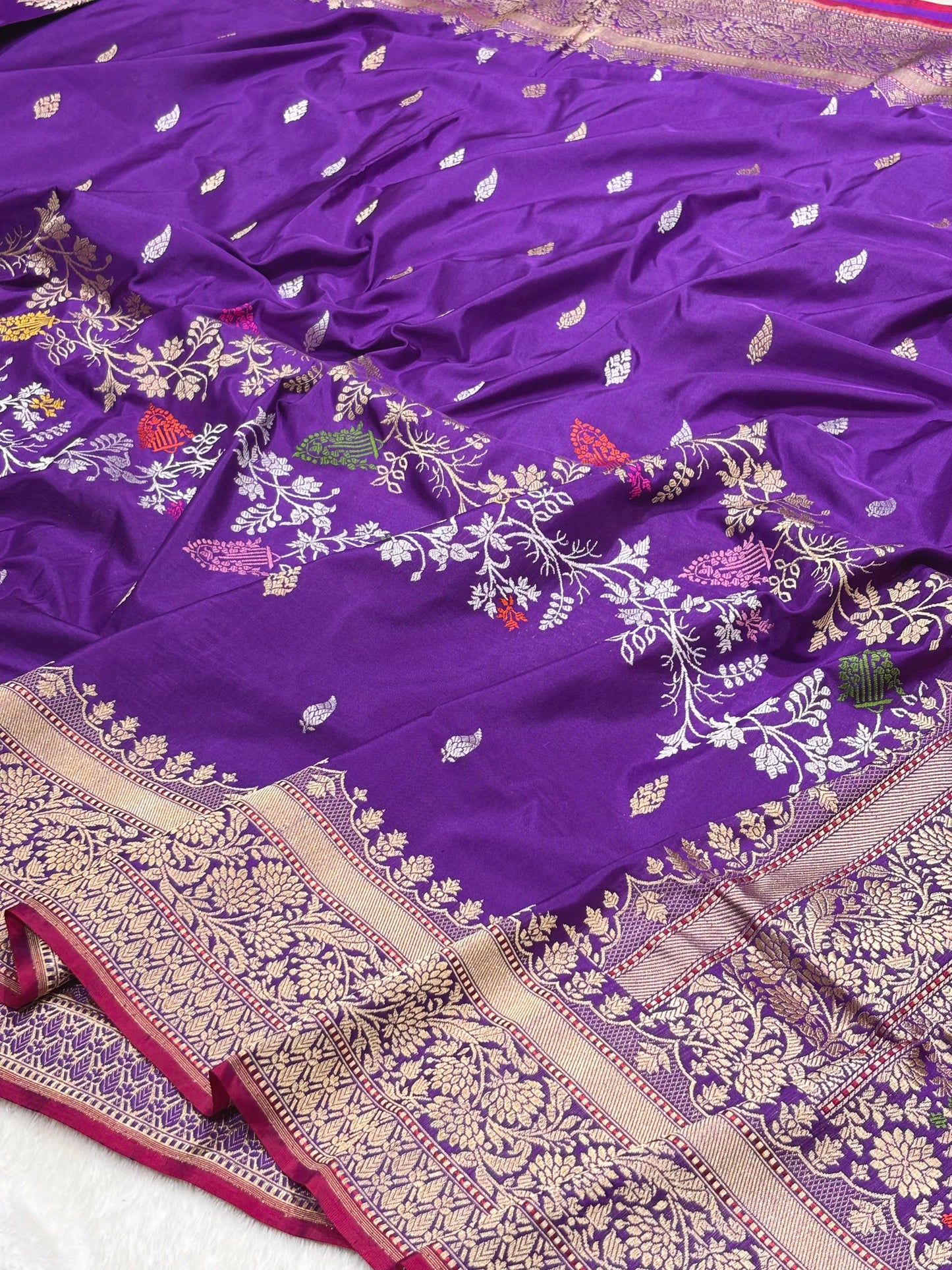 Purple Pure Katan Silk handwoven saree