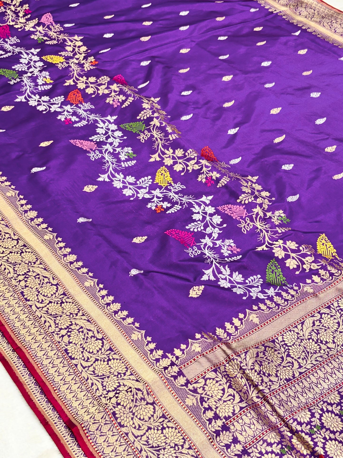 Purple Pure Katan Silk handwoven saree