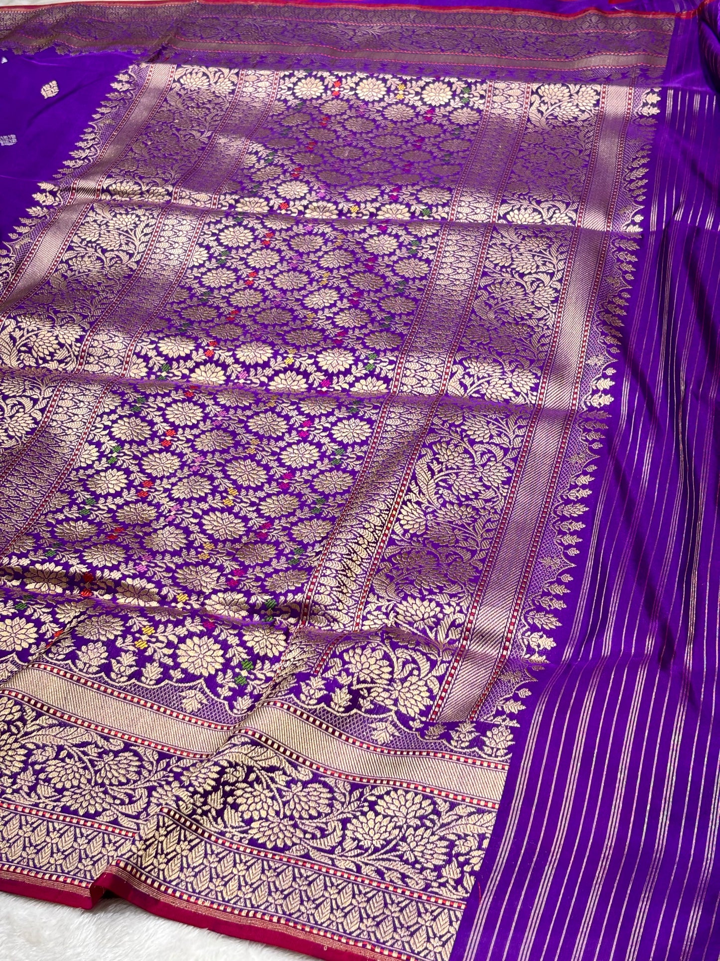 Purple Pure Katan Silk handwoven saree