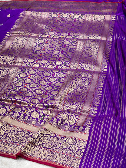 Purple Pure Katan Silk handwoven saree