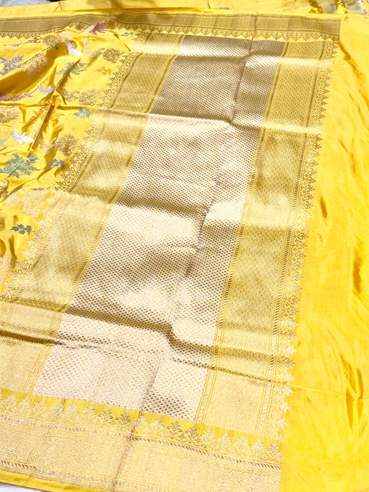 Butter Yellow Pure Katan Silk handwoven saree