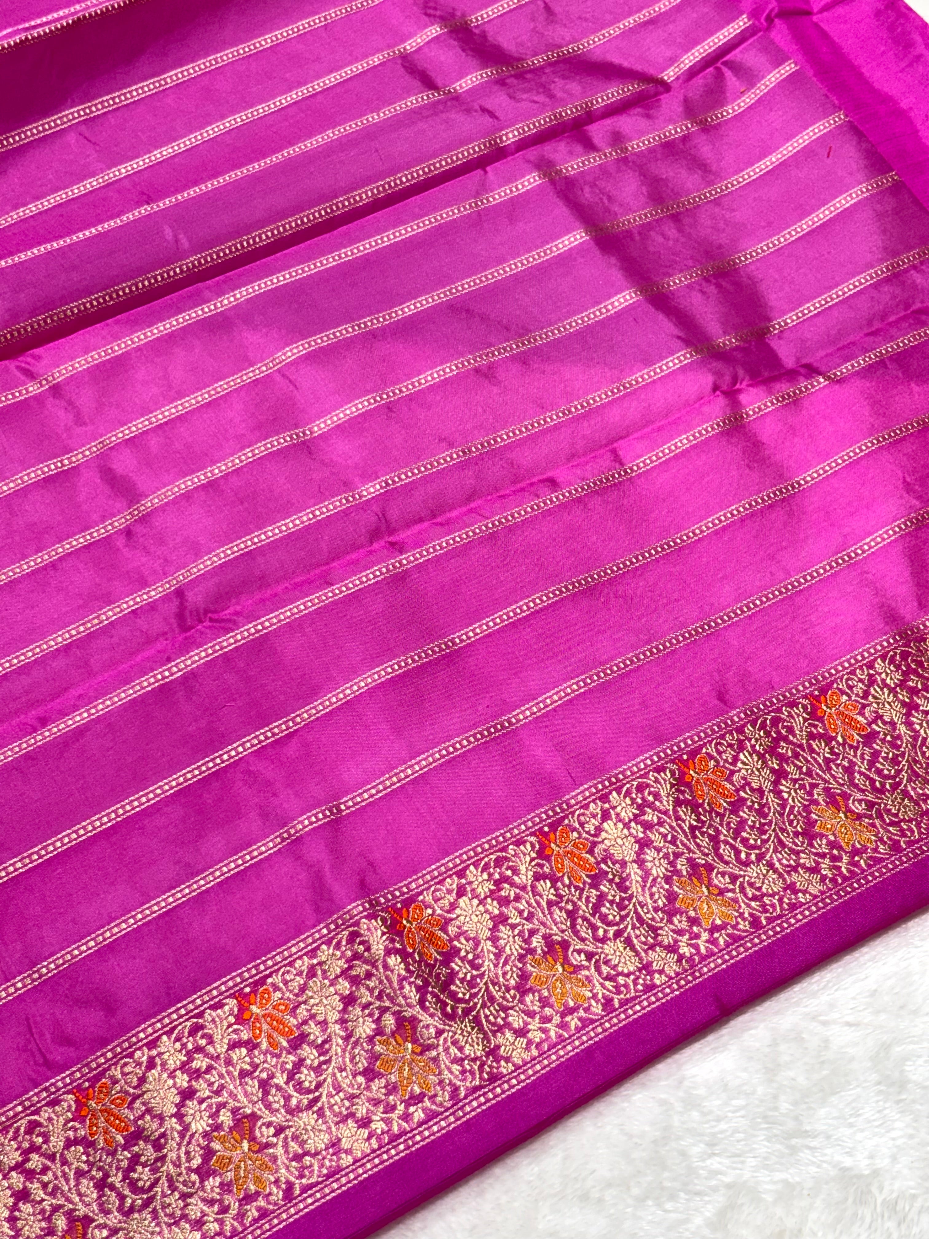 Rose Brown Pure Kora Silk handwoven  Saree