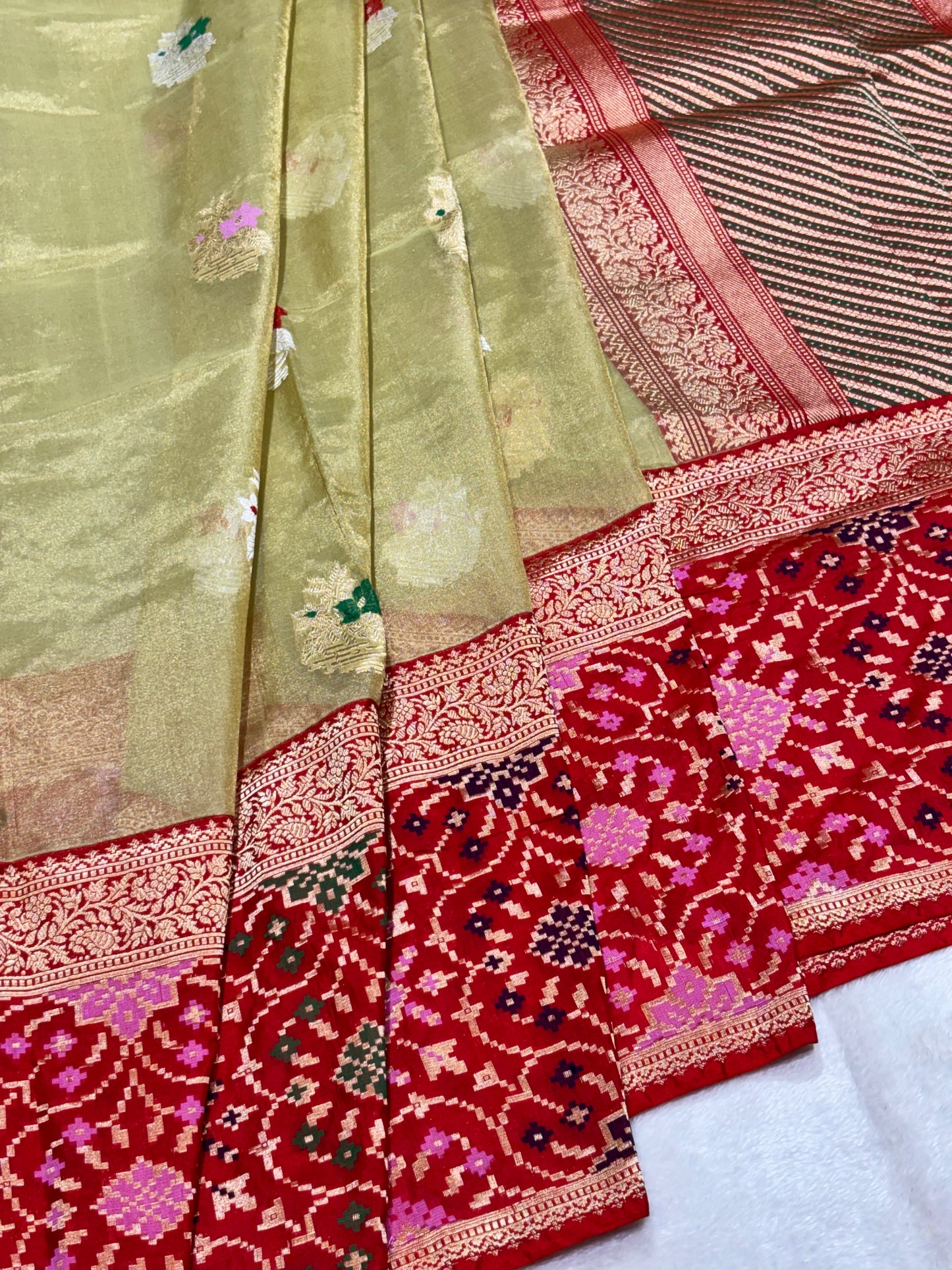 Sea Green Pure Tissue Silk Handwoven