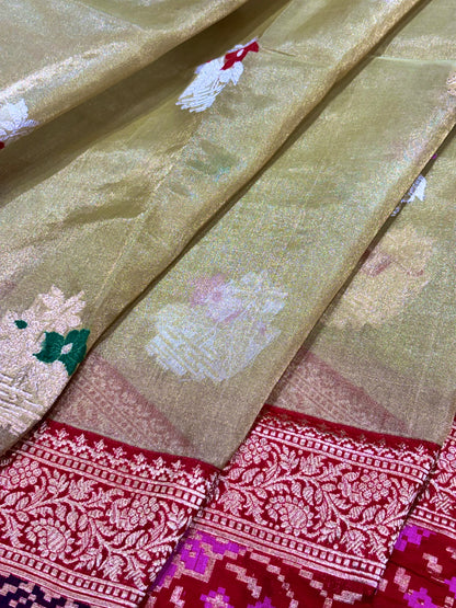 Sea Green Pure Tissue Silk Handwoven