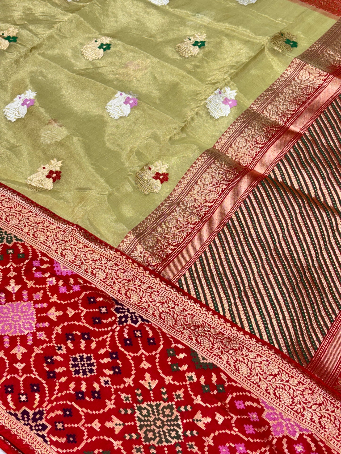 Sea Green Pure Tissue Silk Handwoven