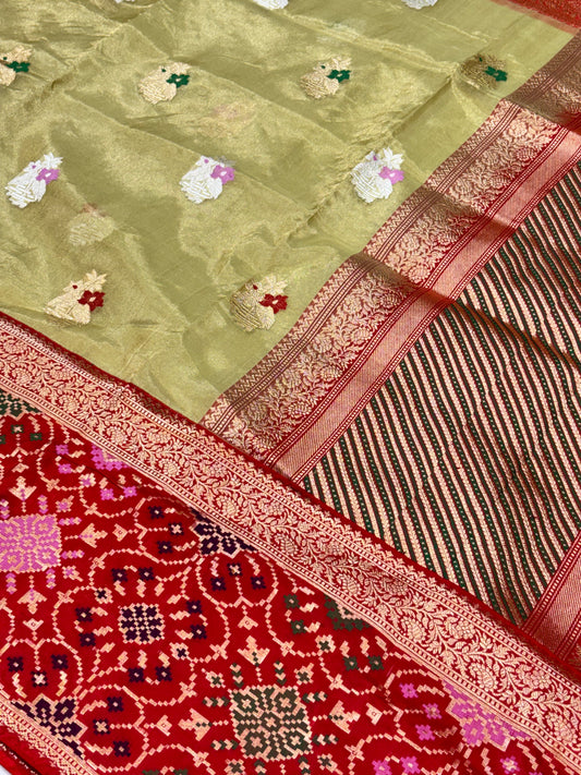 Sea Green Pure Tissue Silk Handwoven