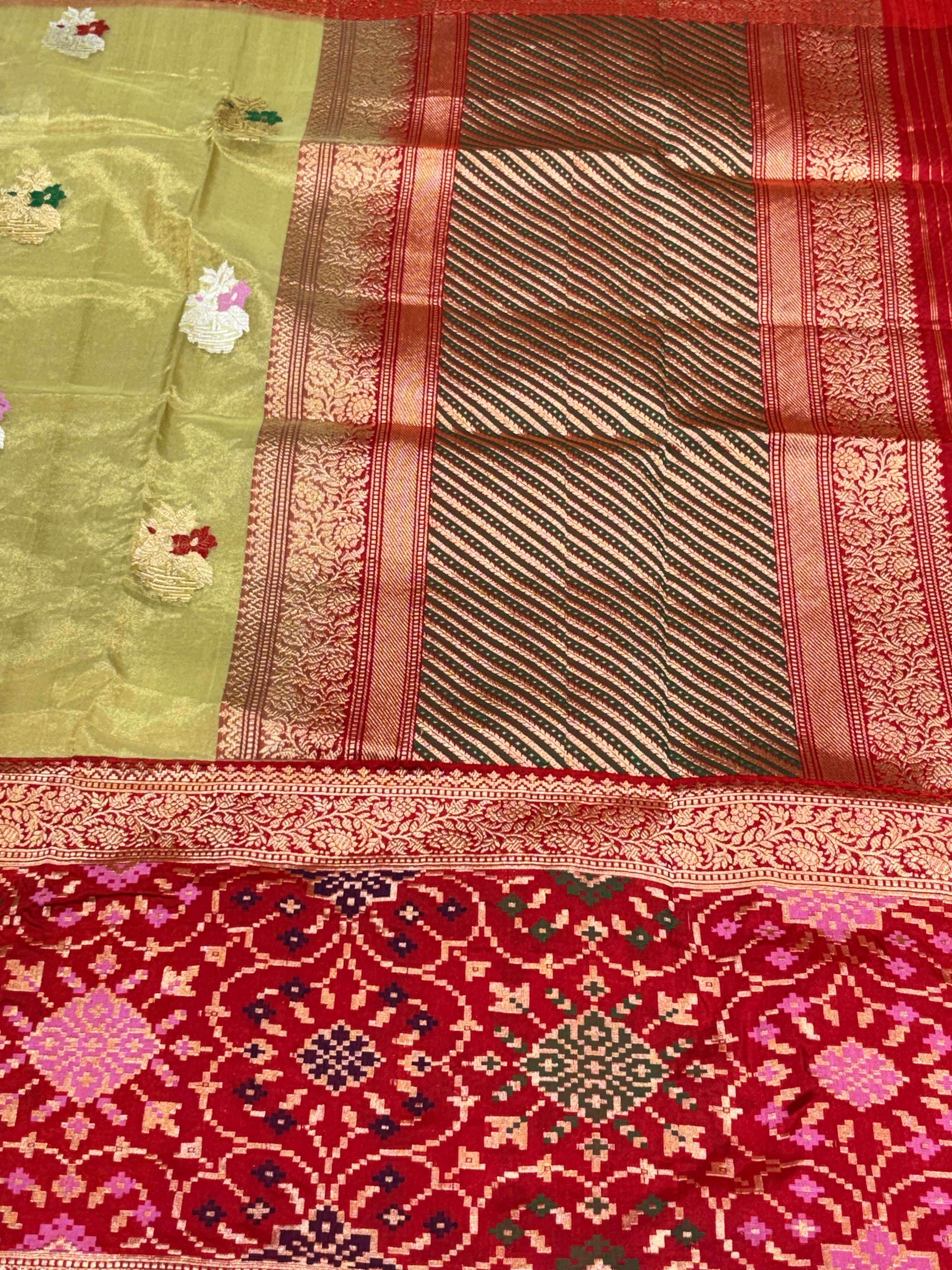 Sea Green Pure Tissue Silk Handwoven