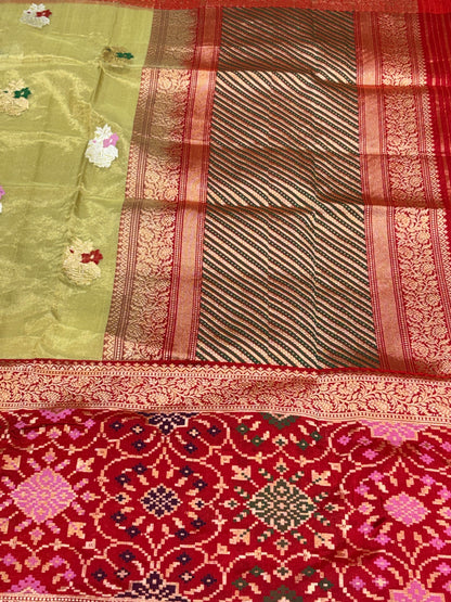 Sea Green Pure Tissue Silk Handwoven