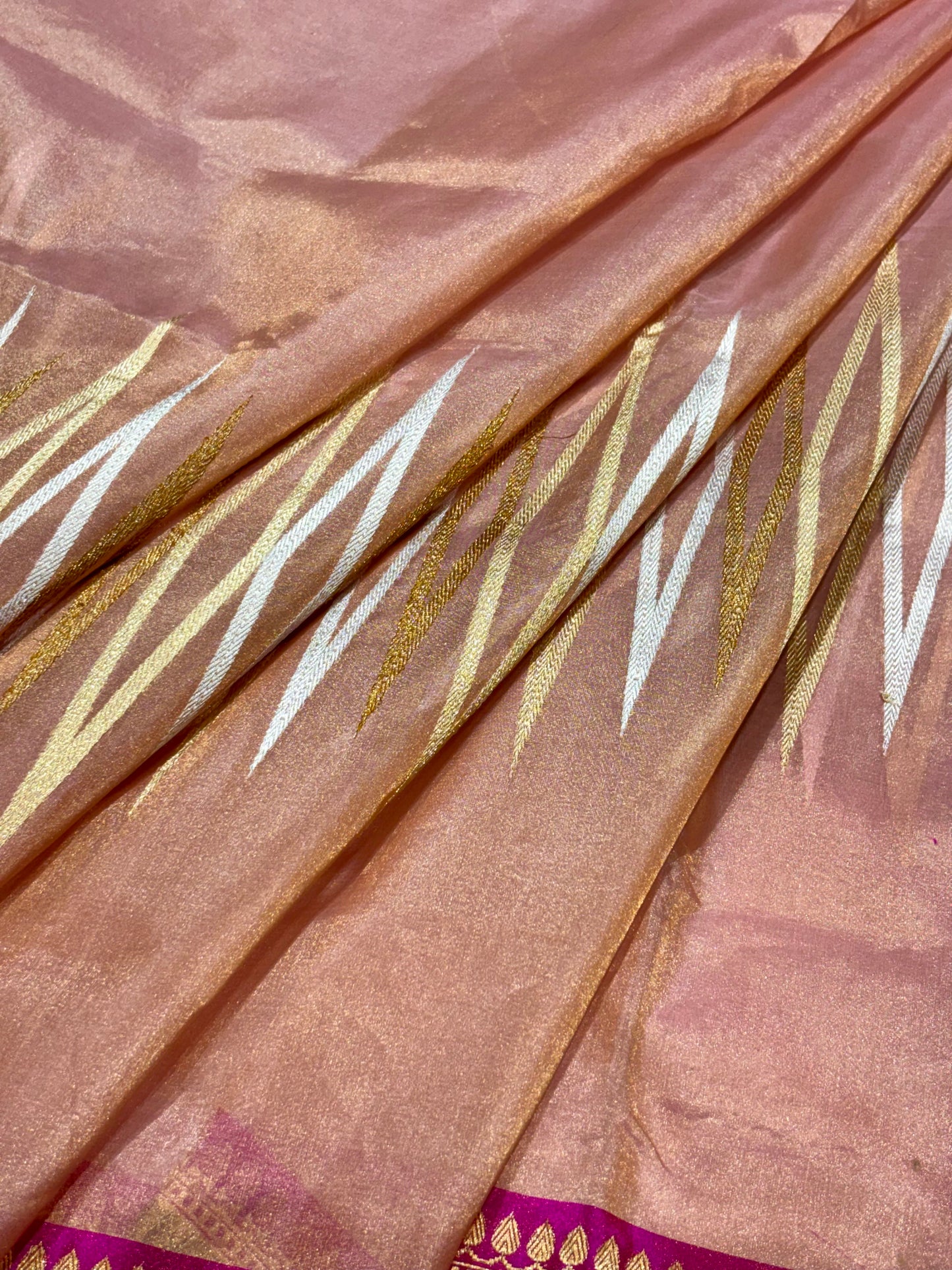 Copper Gold Pure Tissue Silk Handwoven
