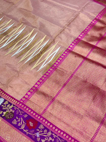 Copper Gold Pure Tissue Silk Handwoven